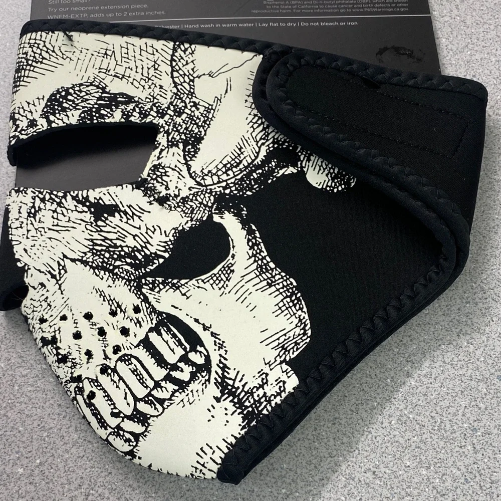 Black and White Skull Neoprene Face Mask GLOW IN THE DARK!